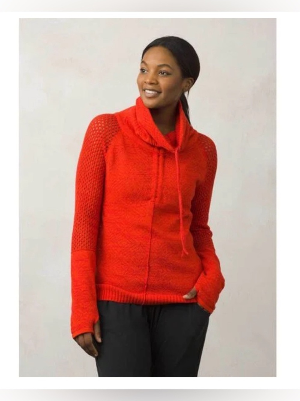 prAna Cowl Neck Cedar Sweater - Fiery Red